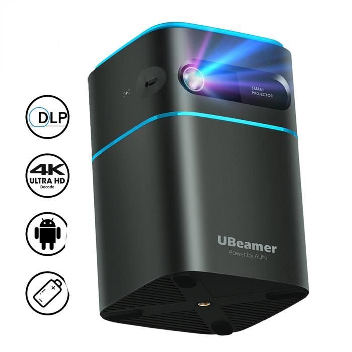 MINI Projecteur Noir Android 9.0 4K Avec WIFI Bluetooth Pour Téléphone
