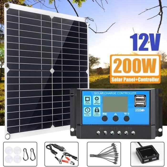 KIT PHOTOVOLTAIQUE - KIT SOLAIRE panneau solaire kit complet 200w 12V Flexible solar cell haute efficacité - 60A contrôleur