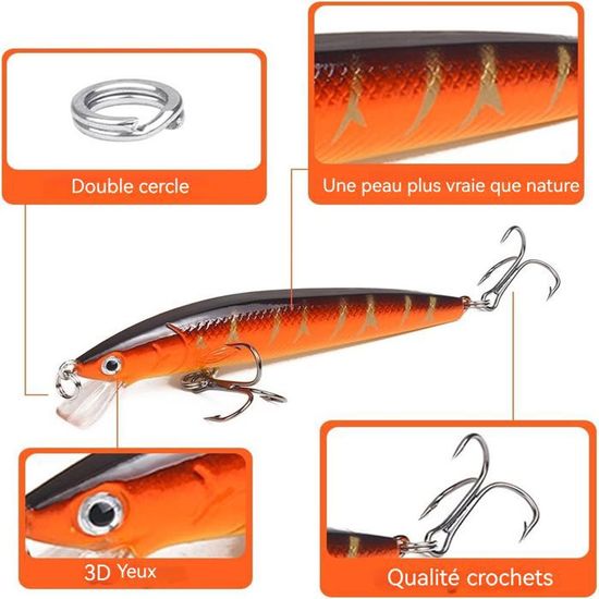 Lot De 6 Leurres De Pêche Pour Brochet, Truite Et Perche
