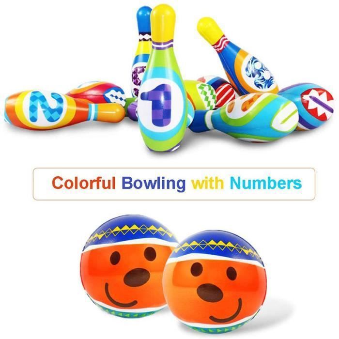 YIMORE Jeu De Quilles 10 Broches + 2 Balles Mousse - Sac De Rangement Inclus - Jouet Intérieur/extérieur Pour Enfants 2-5 Ans