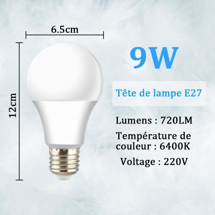 6PCS E27 Ampoules LED ,Globe Ampoules de 9W Équivalent Incandescente 90W, Ampoule Économie D'énergie,Blanc Froid,Non Dimmable - Cdiscount Maison