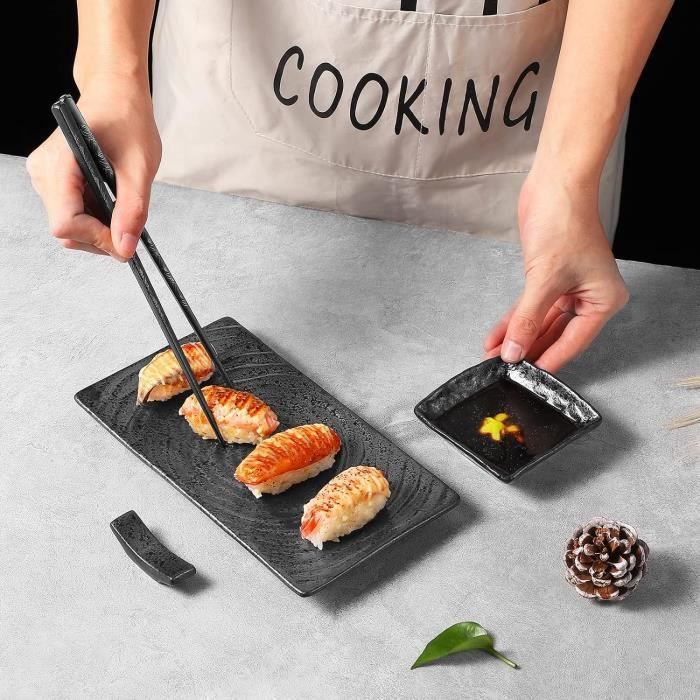 Assiettes à Sauce Céramique 2 Pièces Design Chat - Bols à Tremper Pour Condiments Et Apéritifs - Anti-dérapant