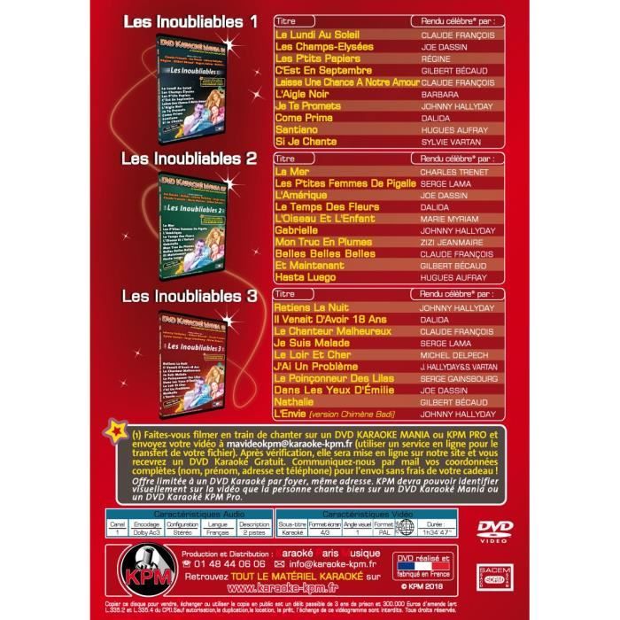 Coffret 3 DVD Karaoké Mania Les Inoubliables - Cdiscount DVD