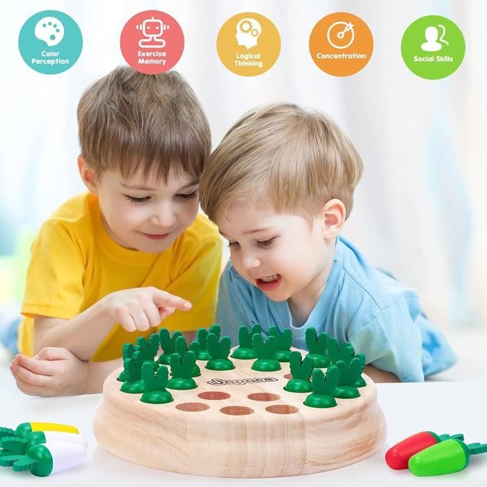 Jeux de mémoire en Bois pour Enfants et Adultes - Jeux de société familiaux  pour Enfants et Adultes - Jeux de logique en Bois pour 3 - Cdiscount Jeux -  Jouets