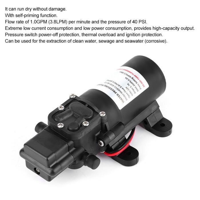 Pompe à Eau Auto-amorçante 12V - Haute Pression 0,9 MPa - Idéale Pour Usage Mobile Et Fixe - 9