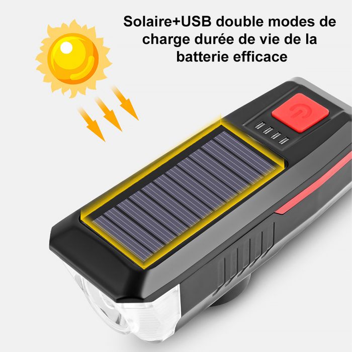 Feu De Vélo à Détection De Lumière, éclairage Intelligent, Feu Avant Et Arrière Avec Klaxon à Décibels élevés, Charge De Type C, Lumière LED Pour Cyclisme