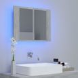 263NEWS•)Miroir Meuble Haut de salle de bain,Armoire de salle de bain à miroir à LED Gris béton 60x12x45 cm VENTE Flash-2