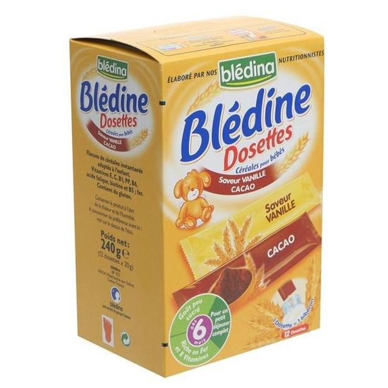 BLEDINE DOSETTES 12x20g Vanille / Cacao Dès 6 mois - blédina - 0.24 kg