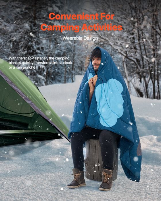 Couverture De Camping Imperméable 1,9x1,32 M - Polyester PU1500, Portable En Cape, Pour Randonnée, Pique-nique Couverture Chaude Polyester