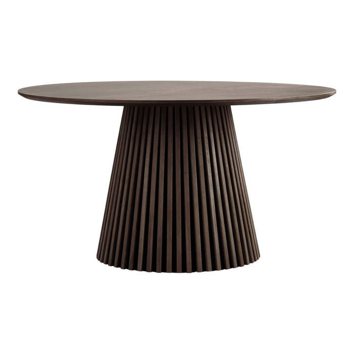 Table Ronde 140 Table repas ronde Ø140cm Pied Central Relief MDF Placage Chêne fumé ...