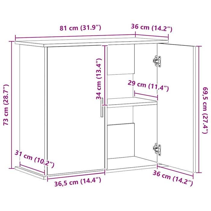 Support D'aquarium En Bois Aspect Chêne Noir - 60,5x36x72,5 Cm - Étagère Avec Compartiments Ouverts - Pour Salon, Bureau