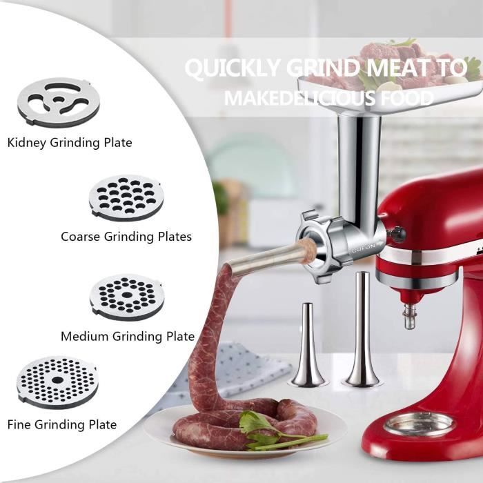 Hachoir à Viande de kitchenaid accessoires, Hachoir KitchenAid pour Robot  Pâtissier, avec 3 Plaques de Broyage