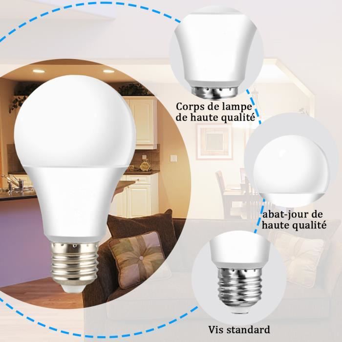 6PCS E27 Ampoules LED ,Globe Ampoules de 9W Équivalent Incandescente 90W, Ampoule Économie D'énergie,Blanc Froid,Non Dimmable - Cdiscount Maison