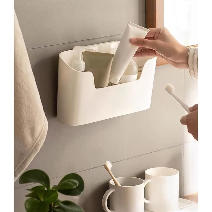 Lot De 2 Boîtes De Rangement Autocollantes Pour Porte - 23,4x10,8x6,8 Cm, Blanc, Charge 2 Kg - 4