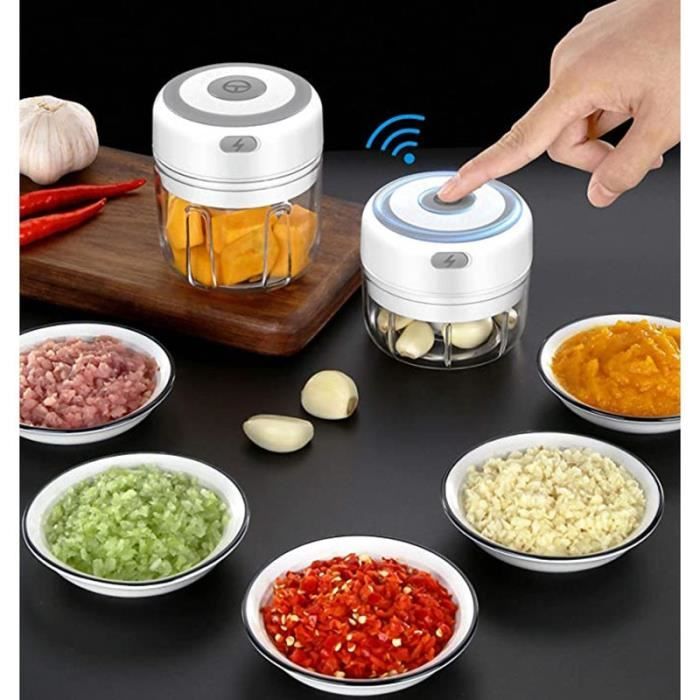 Mini Mixeur Électrique USB – Hachoir 3 Lames, Pour Légumes, Viande, Noix, Facile à Nettoyer (Bleu, 2000 Tr/min)