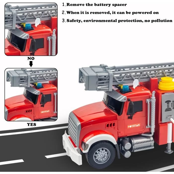 Camion de pompiers 5 en 1 à friction pour tout-petits de 3 à 6 ans - Rouge  - Cdiscount Jeux - Jouets