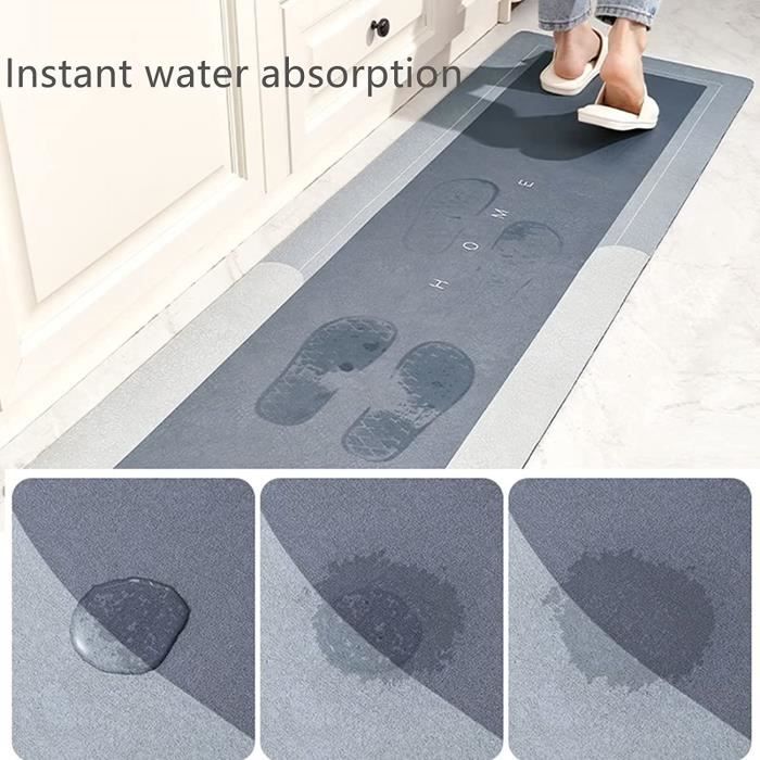 Tapis De Cuisine Antidérapant Romon 43x180cm - Lavable Avec Dessous Caoutchouc Absorbant Pour Sol Cuisine, Couloir Et Entrée