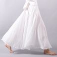 Jupe longue plissée en lin et coton pour femme,taille élastique,maxi,style boho,vintage,été 2020- Beige[C1238]-3