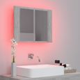 263NEWS•)Miroir Meuble Haut de salle de bain,Armoire de salle de bain à miroir à LED Gris béton 60x12x45 cm VENTE Flash-3