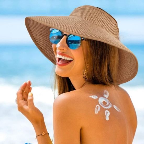 Blue-56-58 -Chapeau de soleil en paille pour femmes, blanc, Panama Blue-56-58 -Chapeau de soleil en paille pour femmes, blanc, Panama