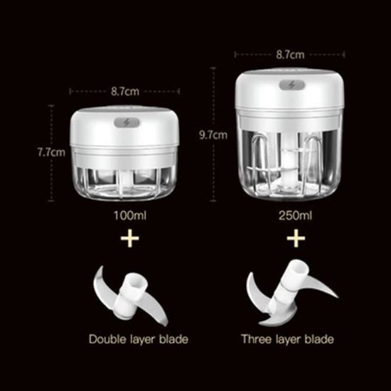 Mini Hachoir Électrique De 250 Ml Avec Spatule En Silicone Et