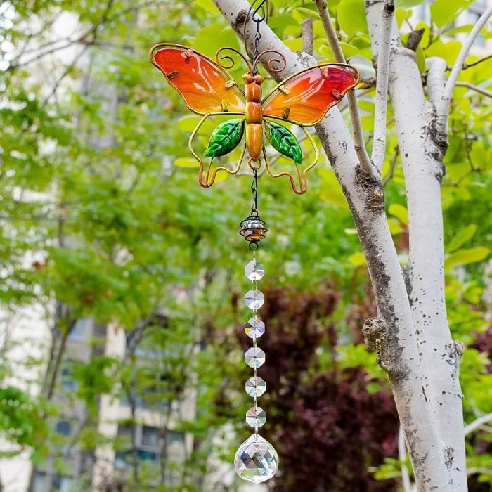 Attrape-soleil en cristal, pendentif papillon, ornement suspendu