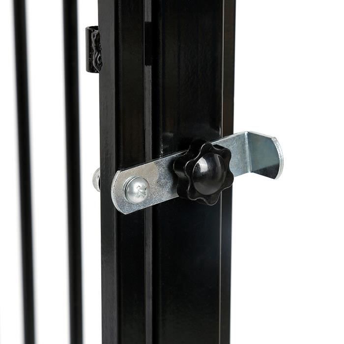 Barrière De Sécurité Enfant Pliable 240 Cm – Grille Protection Cheminée Et Zones Dangereuses, 4 Pièces Configurables Avec Porte, Noir – Idéal Bébé Et Animaux