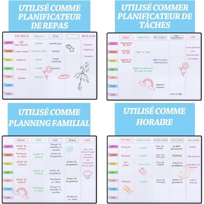 Previs Planning Frigo Magnetique Hebdomadaire A4 (21X29CM) Avec 3
