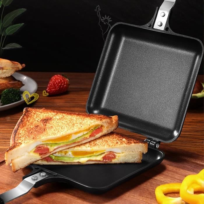 Poêle Double Face Antiadhésive Carrée - Pour Crêpes, Sandwiches Grillés Et Omelettes