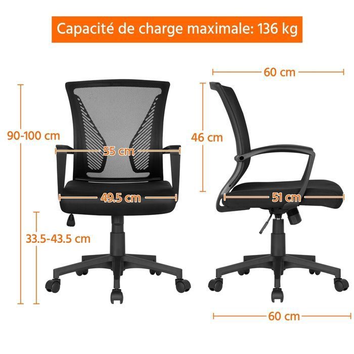 Chaise de bureau - Fauteuils de bureaux violet pas cher