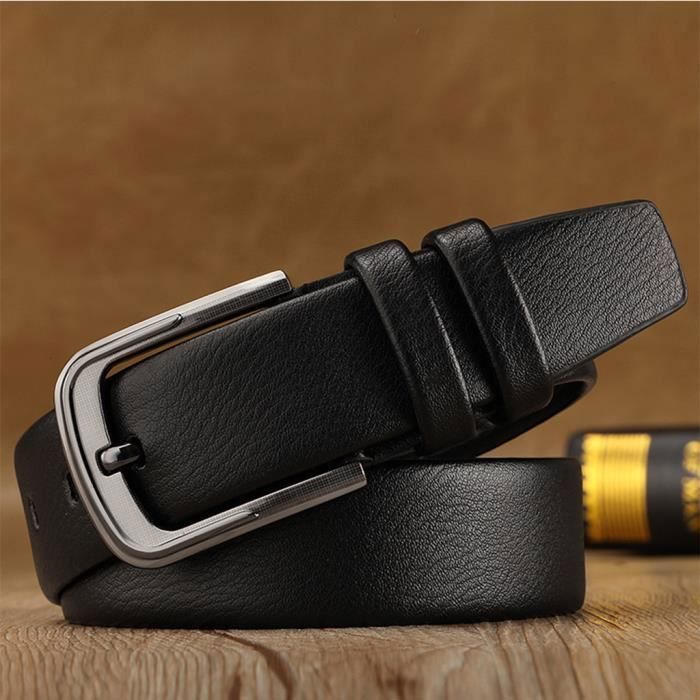 Ceinture en cuir pour hommes Noir Boucle unique Cowboy