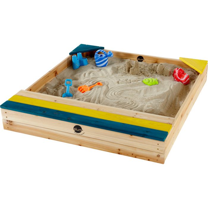 Bac à sable en bois brut carré 118x118 cm enfant- Soulet