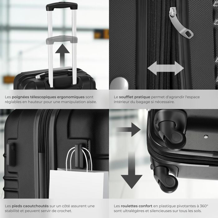 TecTake Set De 13 Pièces Valises Voyage ABS - Valise Cabine, Moyenne, Grande Avec Roulettes 360° + Sac Voyage Et Accessoires