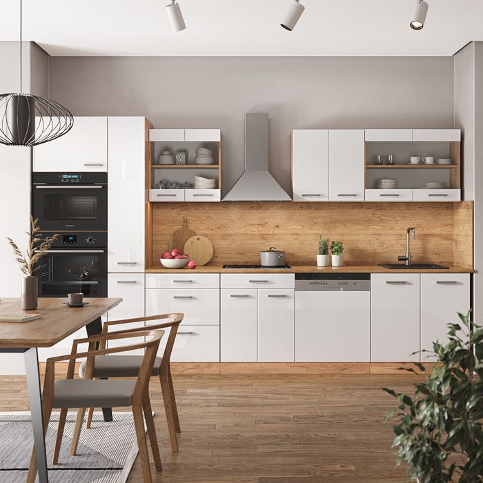 Kitchenette cuisine équipée cuisines blanc brillant R-LINE Single 140 cm Vicco