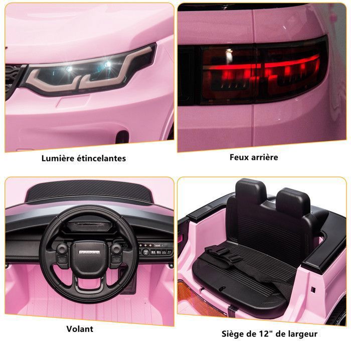 Voiture électrique 12V-4,5 Ah, 3 vitesses, avec télécommande 2.4 G, pour enfants de 3 à 6 Ans, Land Rover AMG GTR ROSE - Jeux - Jouets