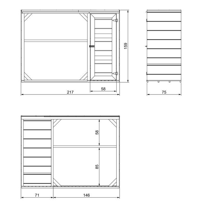 Abri à Bûches Extérieur - 75 X 217 X H159 Cm - Abri à Outils Et