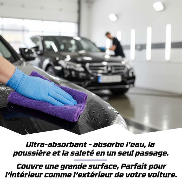 Glart Lot De 2 Éponges Microfibre Anthracite - Chiffons De Lustrage Et Nettoyage Voiture, Moto & Vélo 40x40cm