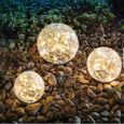 Lampes solaires de jardin - LED blanc chaud - Boule de verre fissuré étanche-0