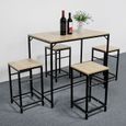 Ensemble table et chaises pour petit déjeuner de cuisine - QIAN - Chêne et noir - 100x60x87cm-0