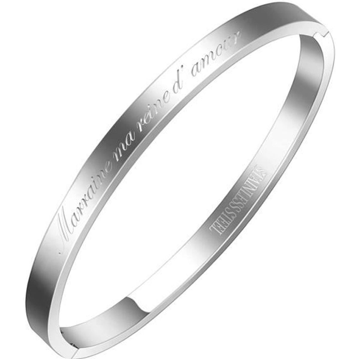 Bracelet jonc cœur infini en acier inoxydable, plaqué or, avec pierre