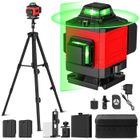 PRUMYA Niveau laser 4D16 avec trépied de 1,2 m, nivellement automatique à 3°, IP54, affichage LED, 2 batteries lithium rechargeables