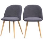 RENDEZ VOUS DECO Lot de 2 chaises en tissu gris foncé et pieds en métal - Cozy - Rendez-Vous Déco