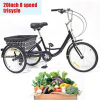 20" pouces 3 roues tricycle pour adultes tricycle 3 roues trike avec panier 8-vitesse vélo