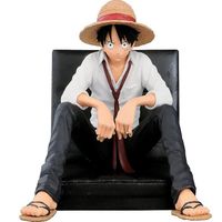 Figurine One Piece de 4,7 pouces, poupée animée Luffy assise en boîte pour décoration de bureau, cadeau