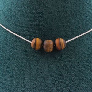 Collier perles Mica violet mat 8 mm Chaine en acier inoxydable