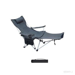CHAISE DE CAMPING Chaise de camping pliante chaise de plage avec sac latéral portable chaise de camping en plein air fauteuil gris avec rembourrage
