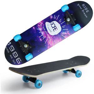 SKATEBOARD - LONGBOARD skateboard double kick complete 7 couches canadien bois d'érable planches 80 x 20 cm pro pour filles garçons enfants adolescents a