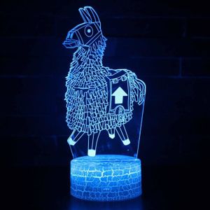 LAMPE DECORATIVE lampe 3d fortnite Alpaga Illusion Lumière Veilleuse 3D Enfant Cadeau De noël 7 Couleurs Changement Lampe + Contrôle à distance