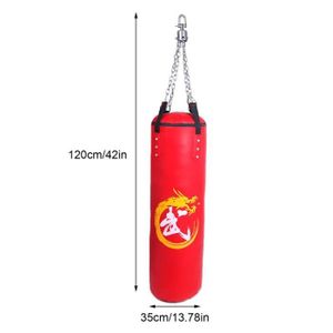 SAC DE FRAPPE Sac de frappe,Sac de sable de boxe thaïlandais en cuir PU, sac de sable creux de 120cm pour la pratique du - Type Red Length 120cm