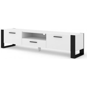 MEUBLE TV Meuble TV - BB LOISIR - Nuka 200 cm - Blanc mat - Rectangulaire - Contemporain - Design